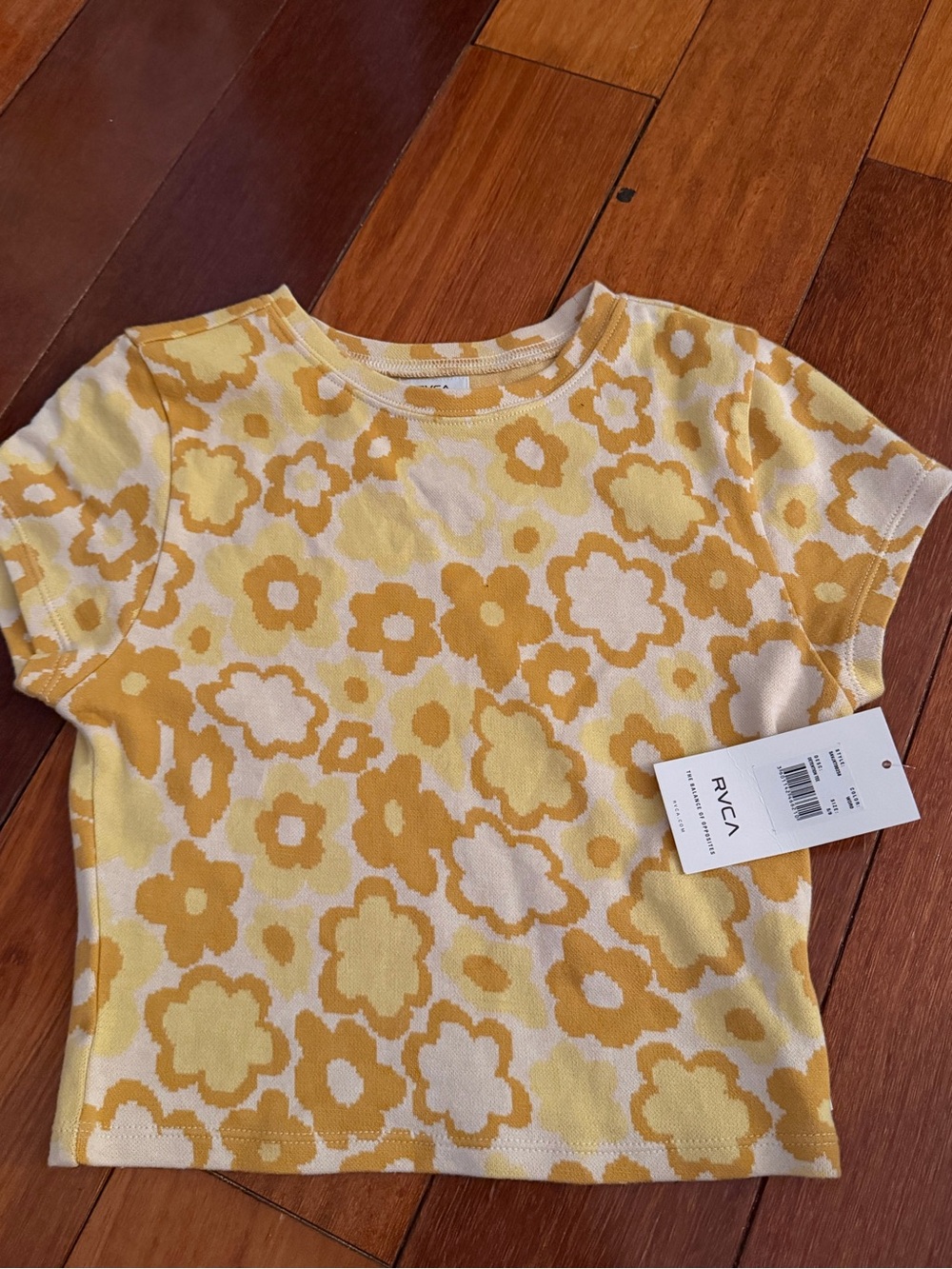 RVCA women’s Yellow Floral Short Sleeve Top